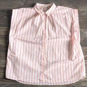 Sessun Ostia Blouse Orange Pink Stripe Short Sleeve Medium